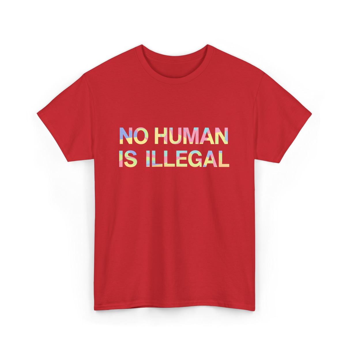 No Human Is Illegal Immigration T-Shirt - Red