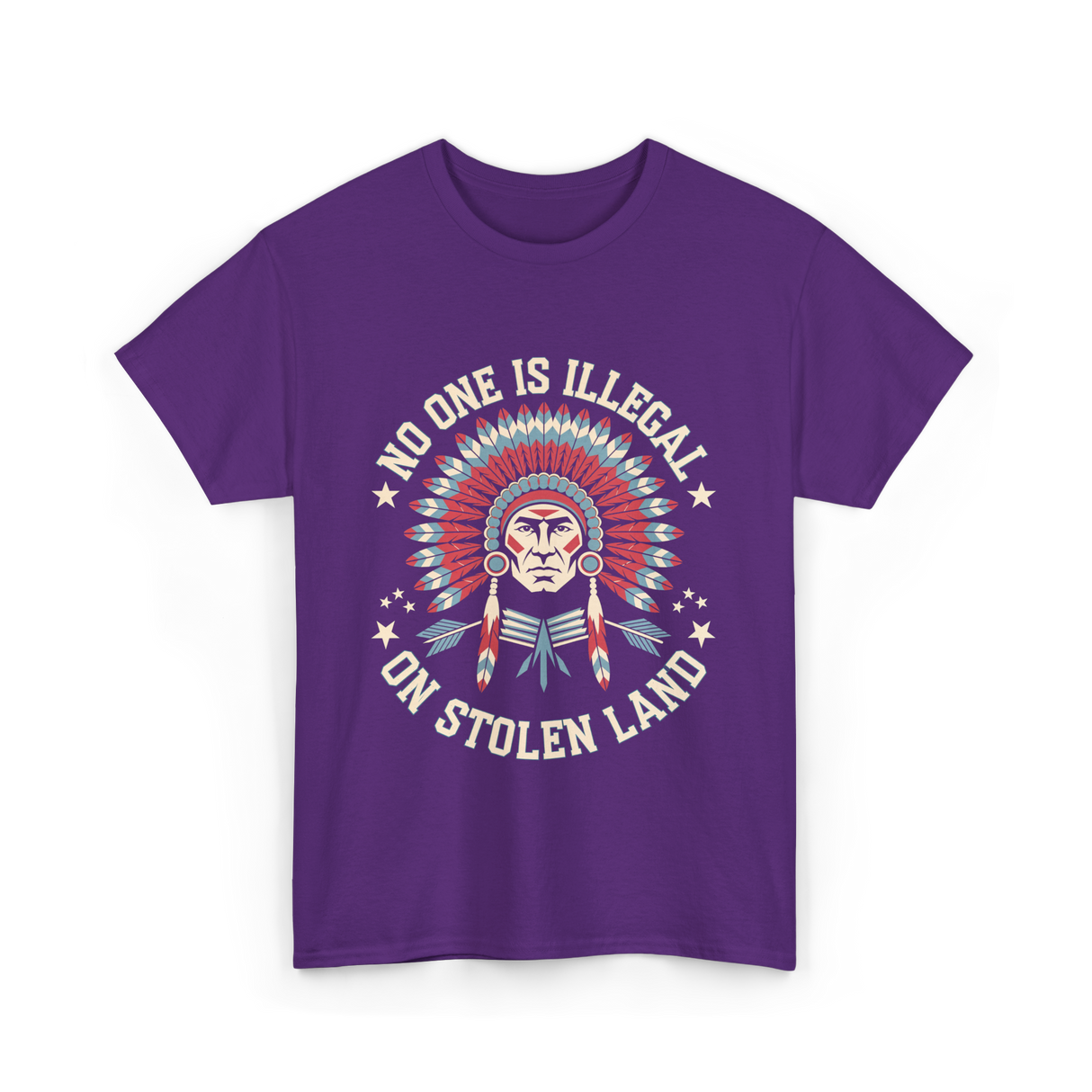 No One Is Illegal Stolen Land T-Shirt - Purple