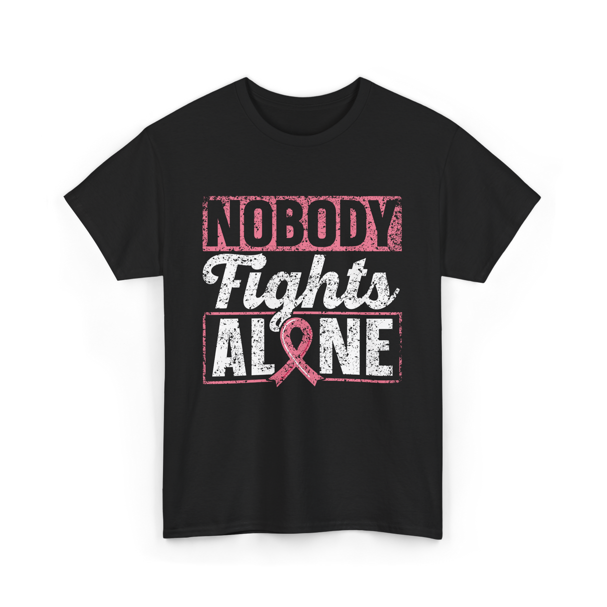 Nobody Fights Alone Awareness Support T-Shirt - Black