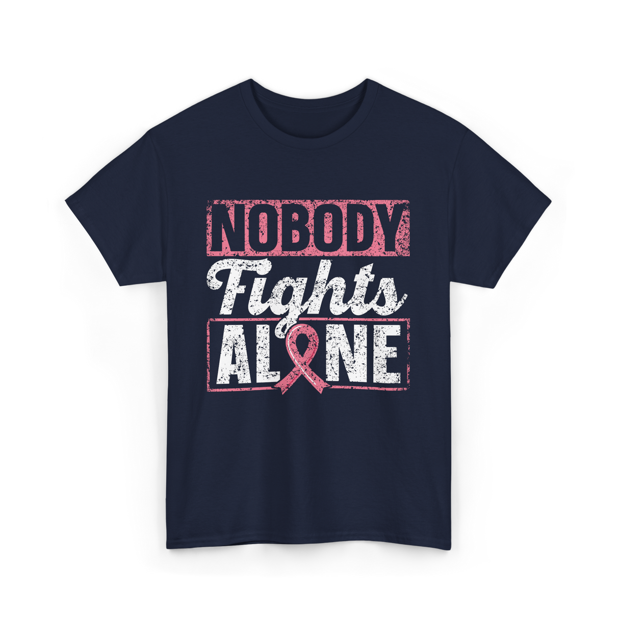 Nobody Fights Alone Awareness Support T-Shirt - Navy