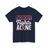 Nobody Fights Alone Awareness Support T-Shirt - Navy