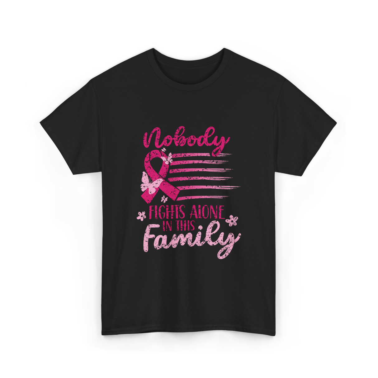 Nobody Fights Alone Family Support T-Shirt - Black