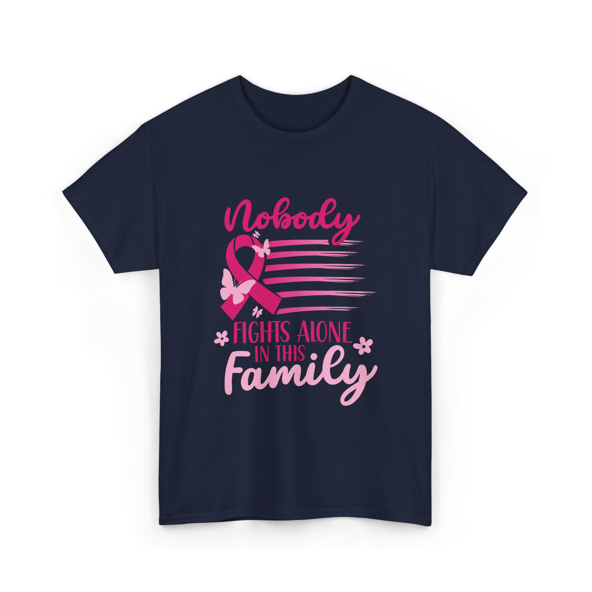 Nobody Fights Alone Family Support T-Shirt - Navy