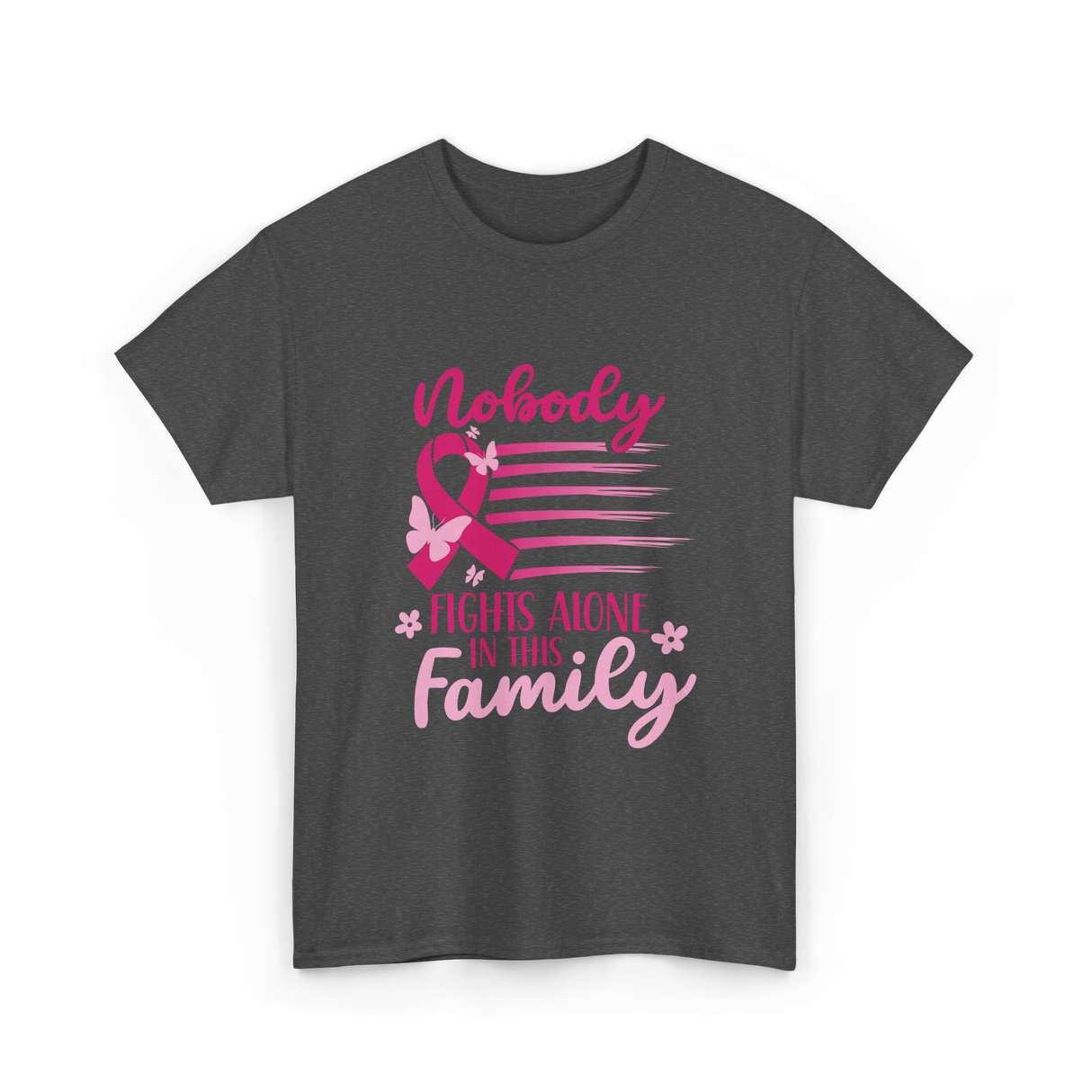 Nobody Fights Alone Family Support T-Shirt - Dark Heather