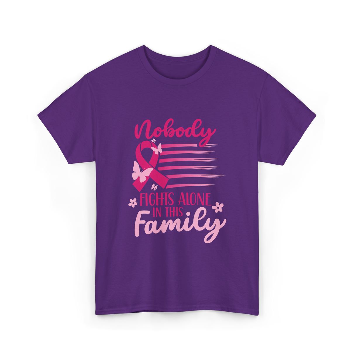 Nobody Fights Alone Family Support T-Shirt - Purple