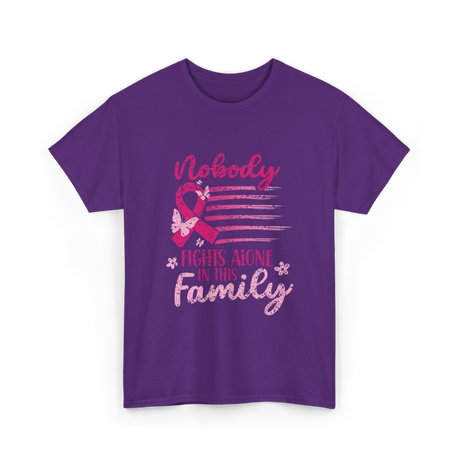 Nobody Fights Alone Family Support T-Shirt - Purple