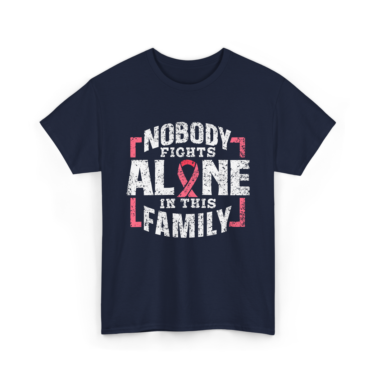 Nobody Fights Alone Family Support T-Shirt - Navy