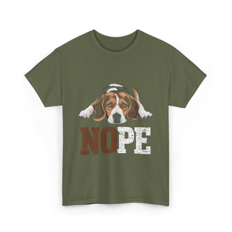 Nope Beagle Dog Lover T-Shirt - Military Green