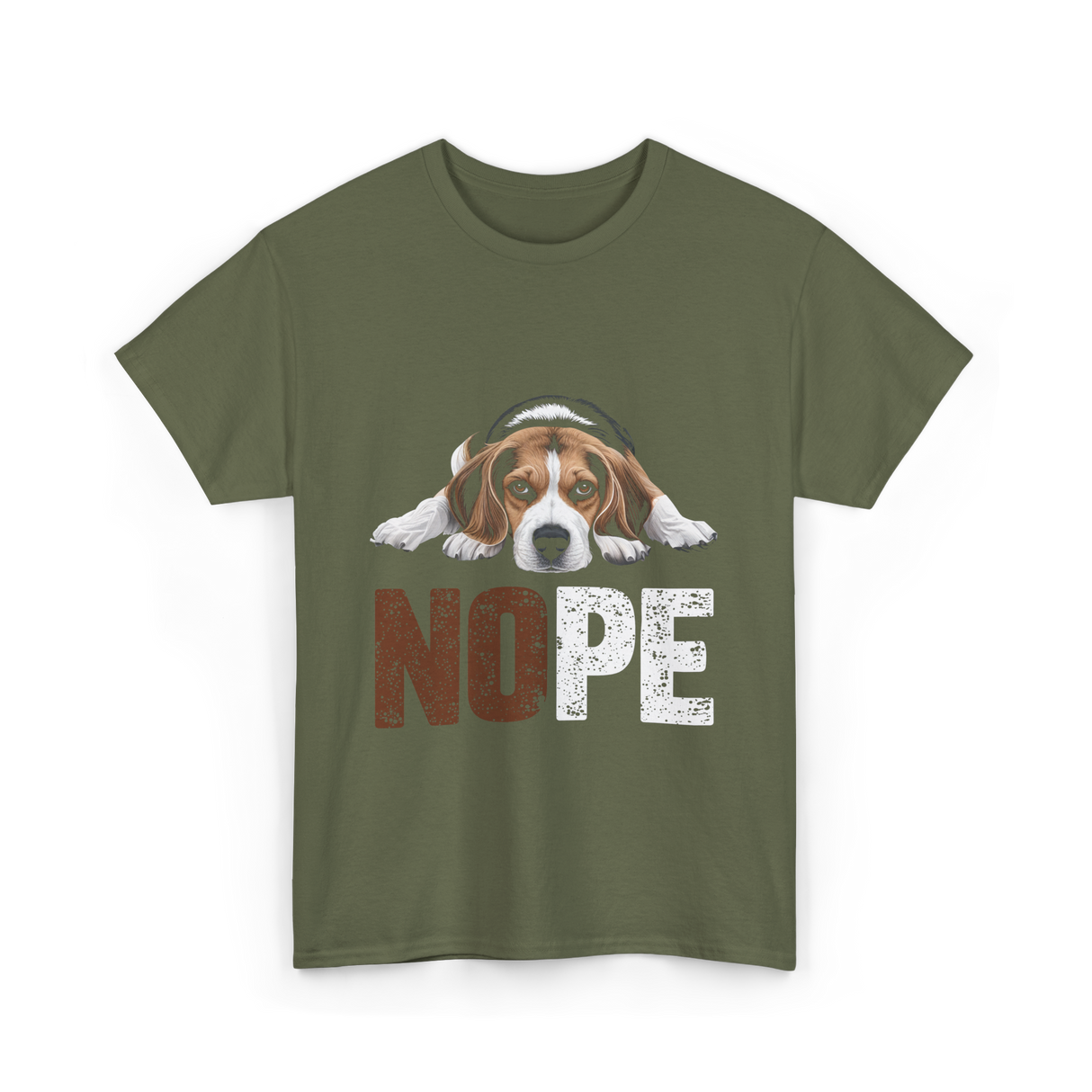 Nope Beagle Dog Owners T-Shirt - Military Green