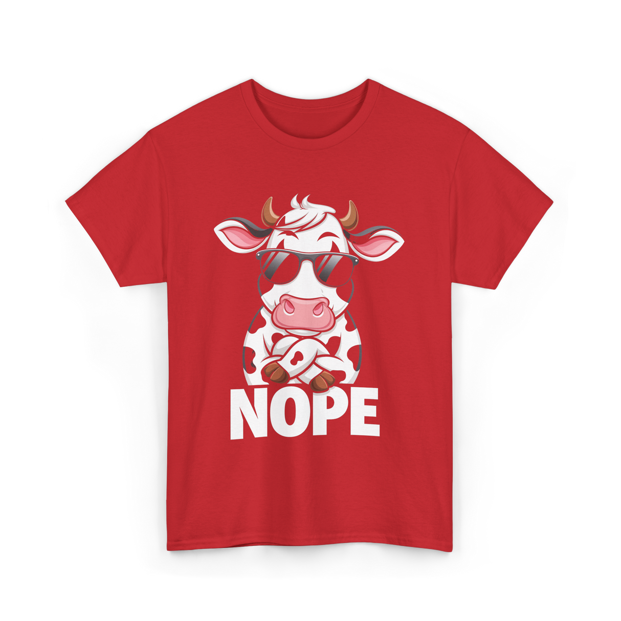 Nope Cow Cattle T-Shirt - Red