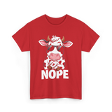 Nope Cow Cattle T-Shirt - Red