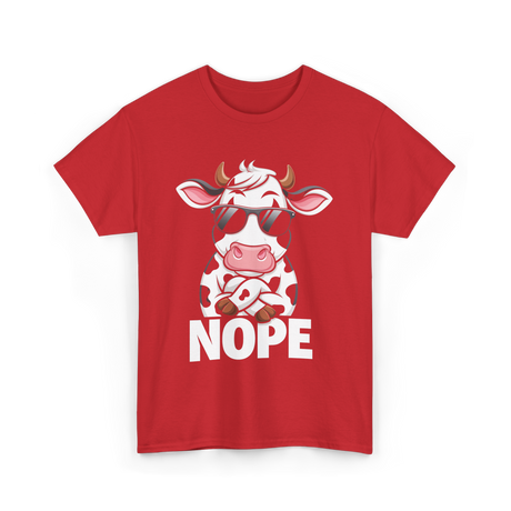 Nope Cow Cattle T-Shirt - Red