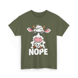 Nope Cow Cattle T-Shirt - Military Green