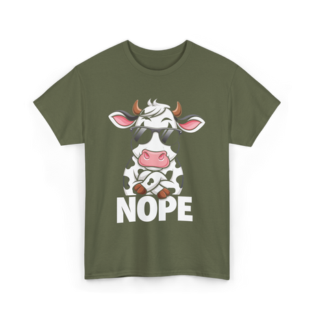 Nope Cow Cattle T-Shirt - Military Green