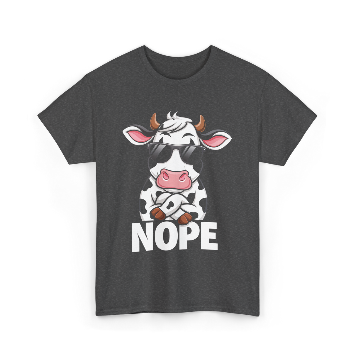 Nope Cow Cattle T-Shirt - Dark Heather