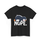 Nope Lazy Penguin Animal Lover T-Shirt - Black