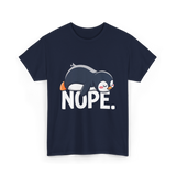 Nope Lazy Penguin Animal Lover T-Shirt - Navy