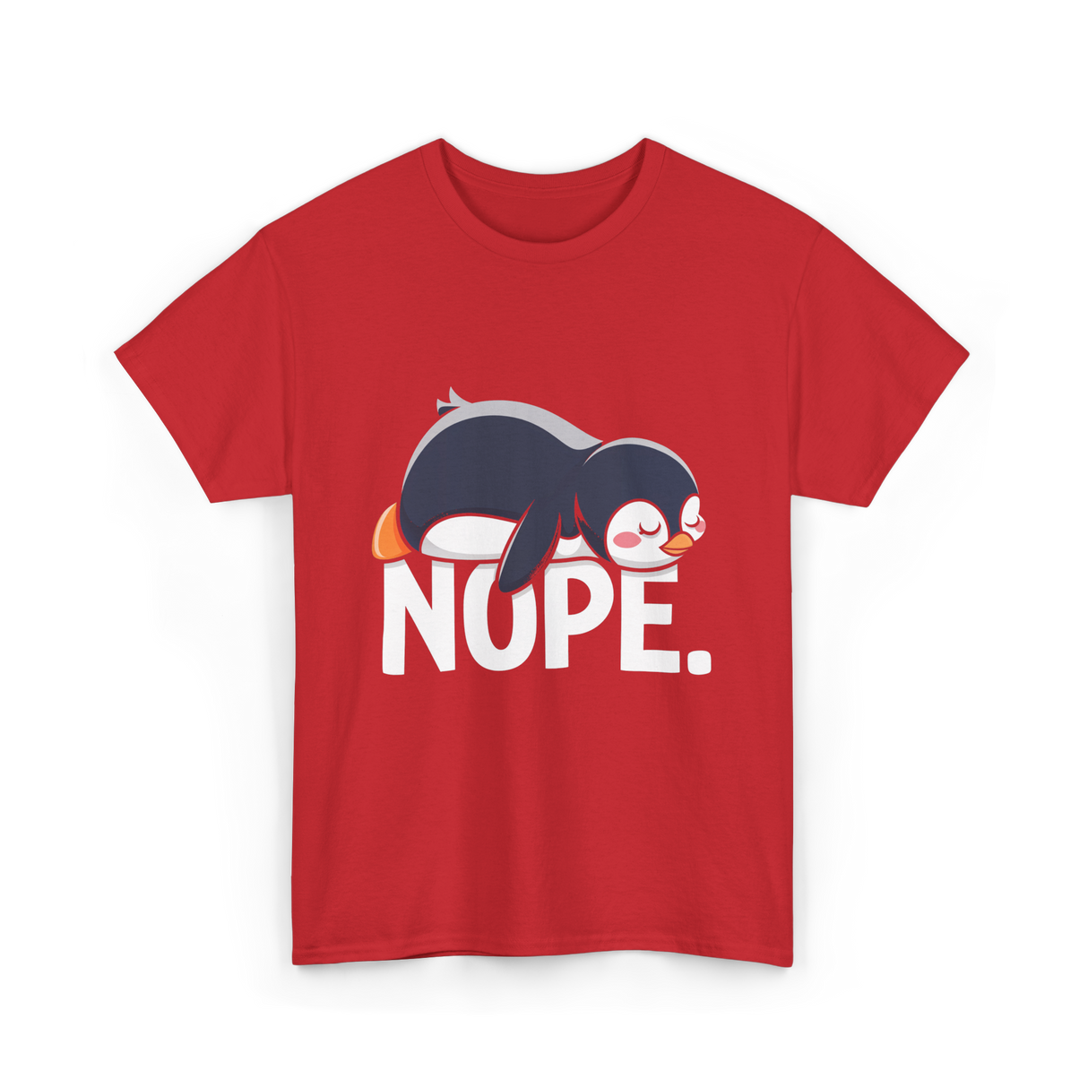 Nope Lazy Penguin Animal Lover T-Shirt - Red