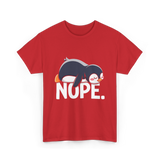 Nope Lazy Penguin Animal Lover T-Shirt - Red