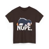 Nope Lazy Penguin Animal Lover T-Shirt - Dark Chocolate