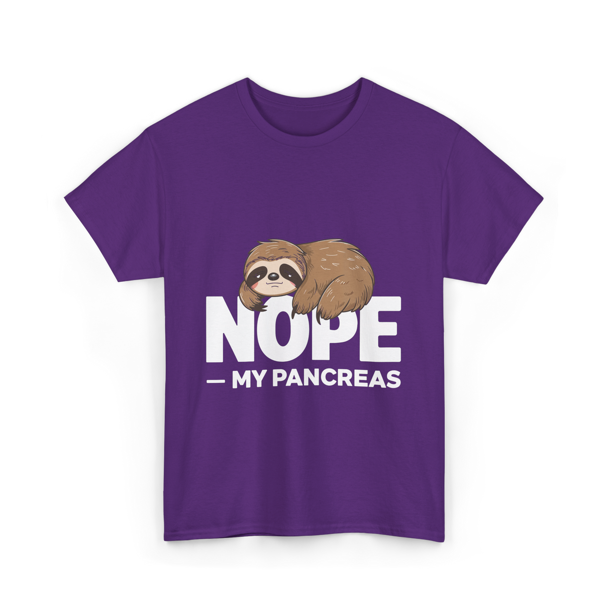 Nope My Pancreas Sloth Diabetes T-Shirt - Purple