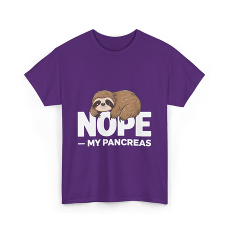 Nope My Pancreas Sloth Diabetes T-Shirt - Purple