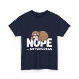 Nope My Pancreas Sloth Diabetes T-Shirt - Navy