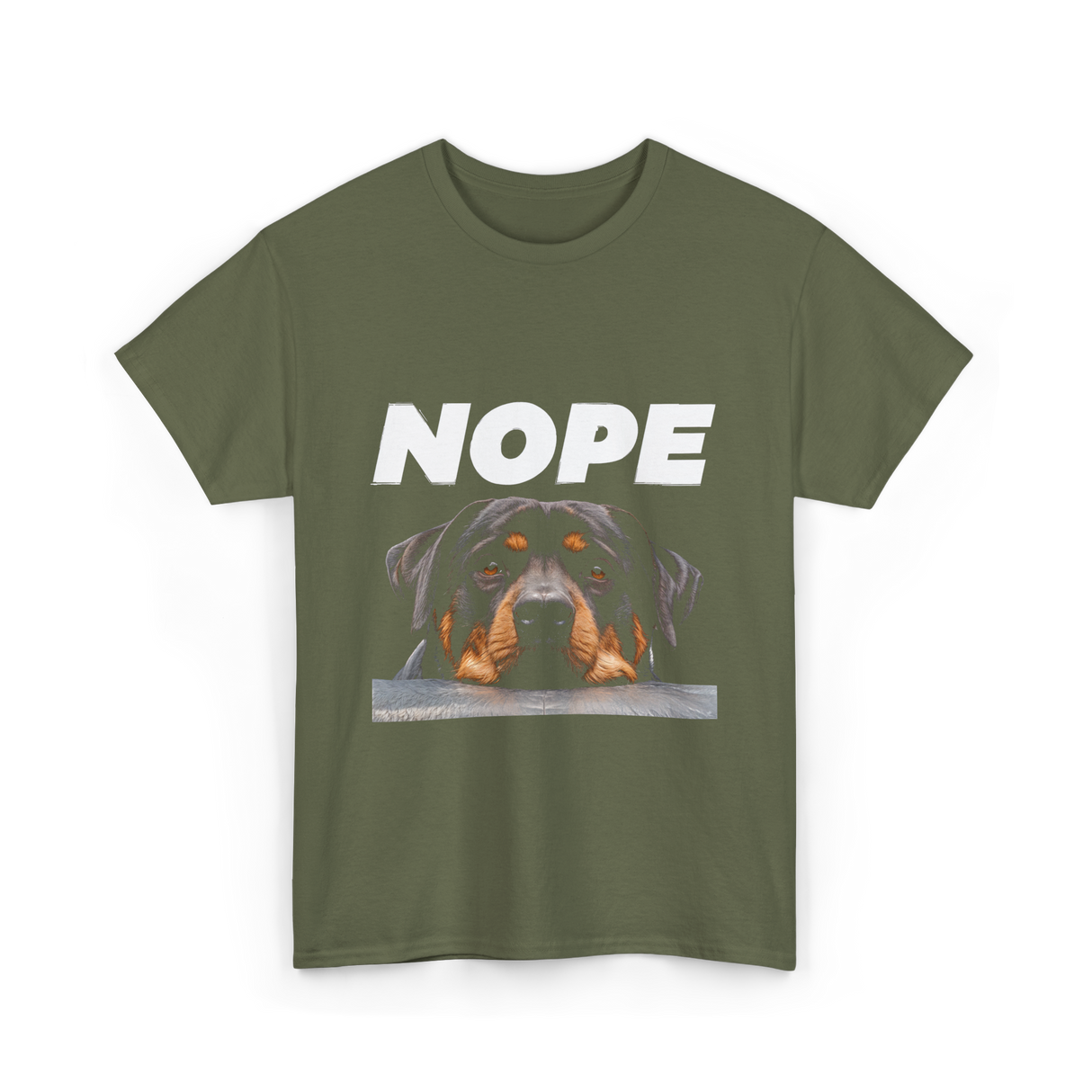 Nope Rottweiler Dog T-Shirt - Military Green