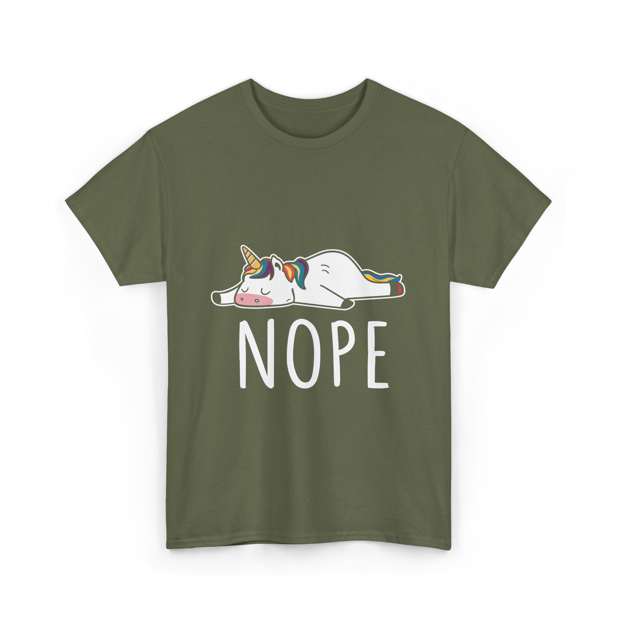 Nope Unicorn T-Shirt - Military Green