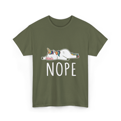 Nope Unicorn T-Shirt - Military Green