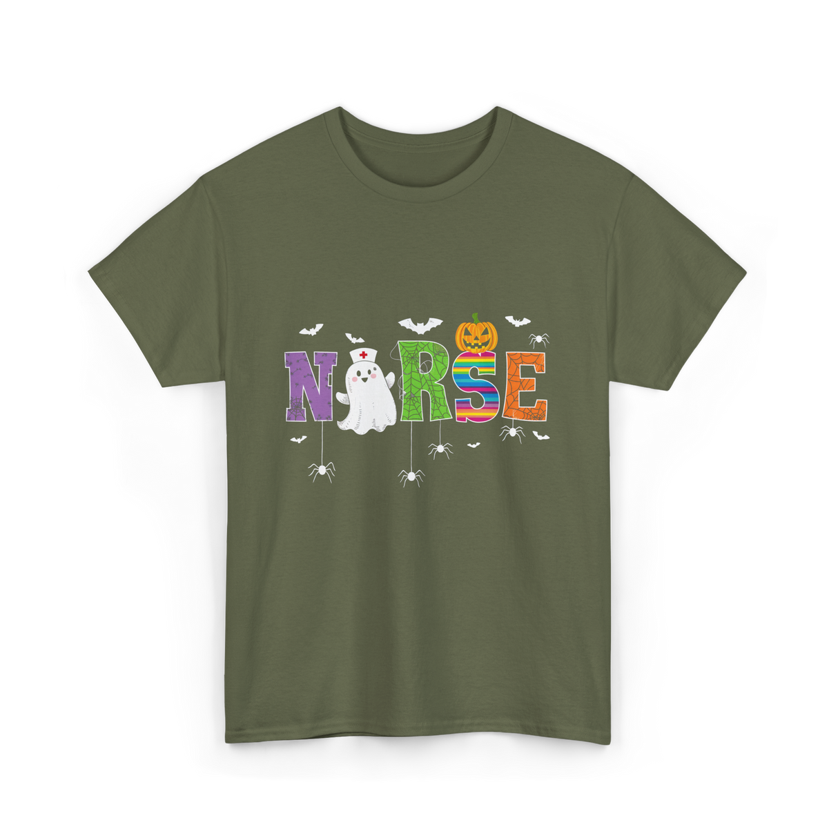 Norse Ghostly Nurse Halloween Costume T-Shirt - Military Green