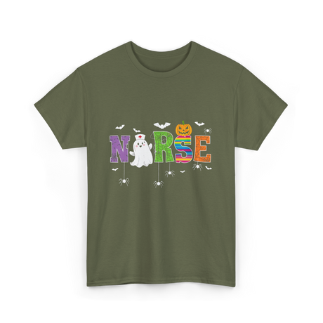 Norse Ghostly Nurse Halloween Costume T-Shirt - Military Green