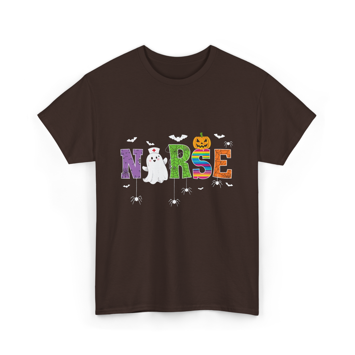 Norse Ghostly Nurse Halloween Costume T-Shirt - Dark Chocolate