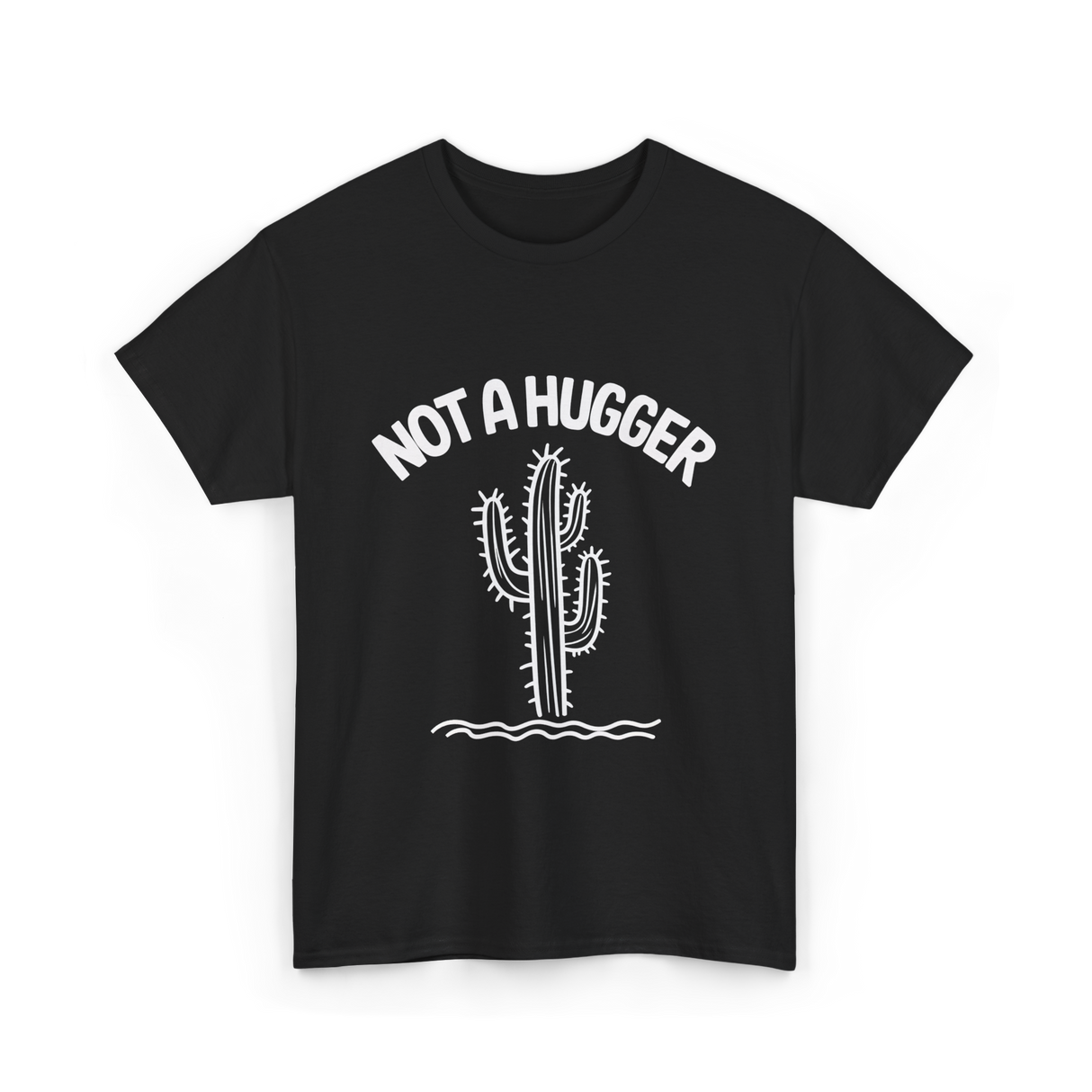 Not A Hugger Cactus Plant T-Shirt - Black