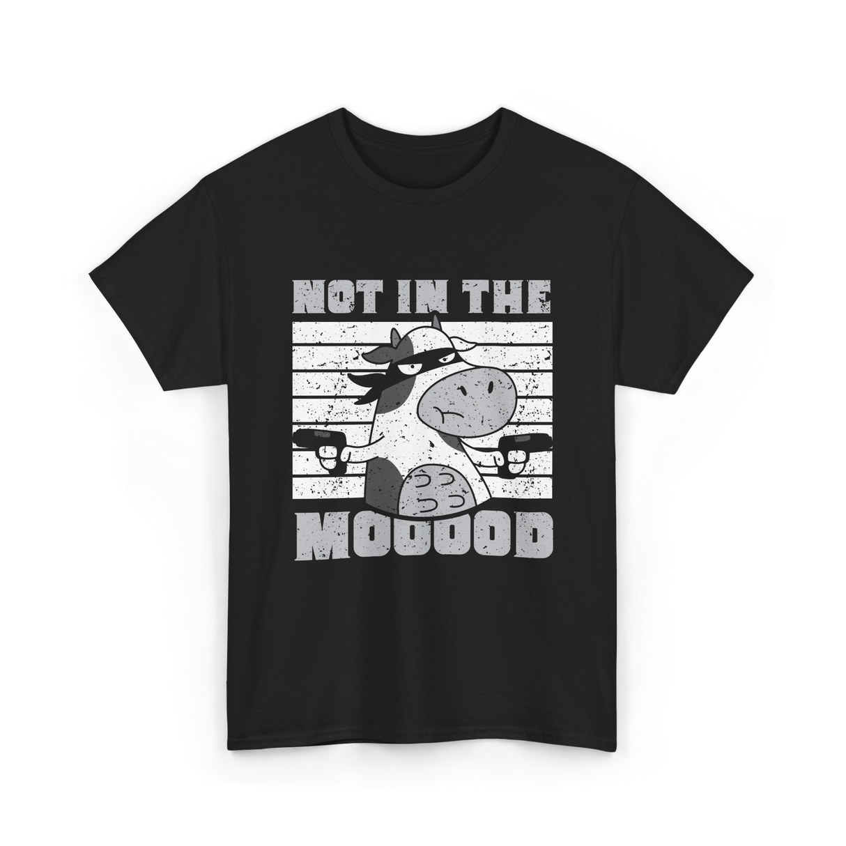 Not In The Mooood Cow T-Shirt - Black