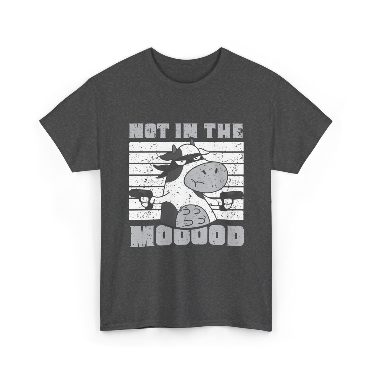 Not In The Mooood Cow T-Shirt - Dark Heather