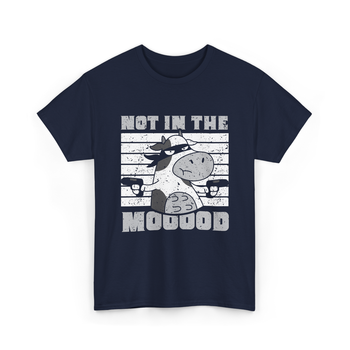 Not In The Mooood Cow T-Shirt - Navy