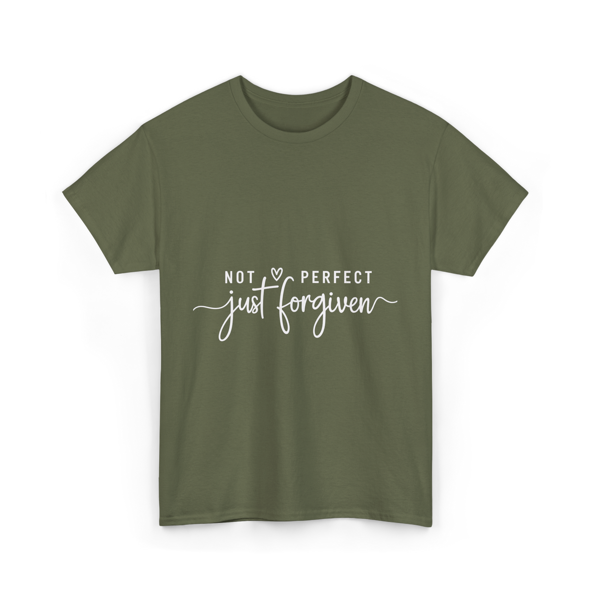 Not Perfect Just Forgiven Christian T-Shirt - Military Green