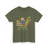 Not Today Satan Dinosaur Jesus T-Shirt - Military Green