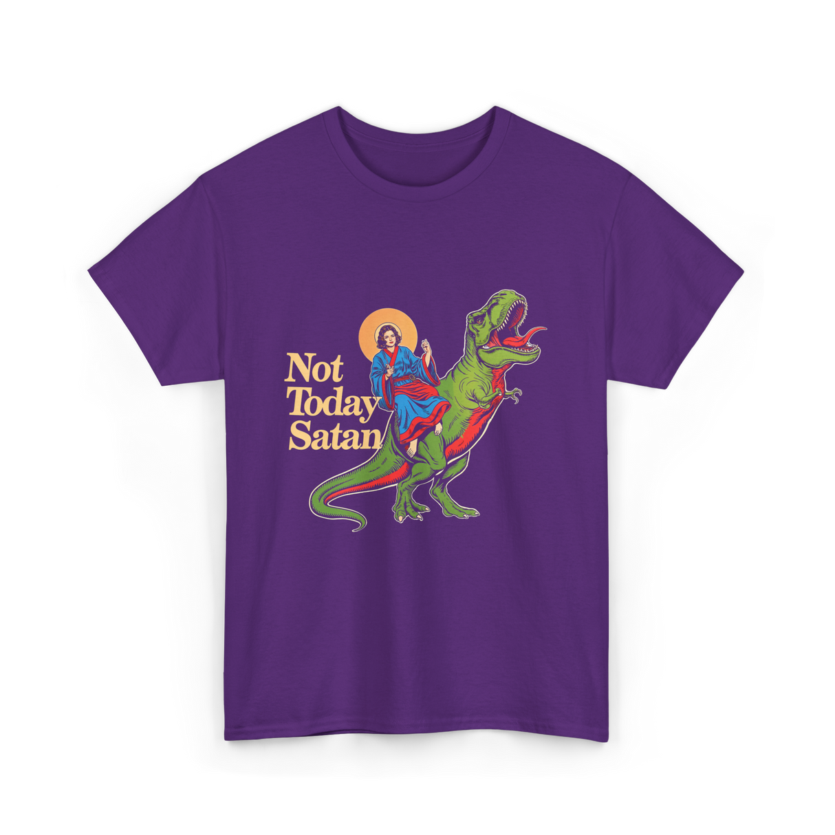 Not Today Satan Dinosaur Jesus T-Shirt - Purple