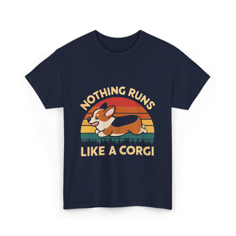 Nothing Runs Like Corgi Dog T-Shirt - Navy