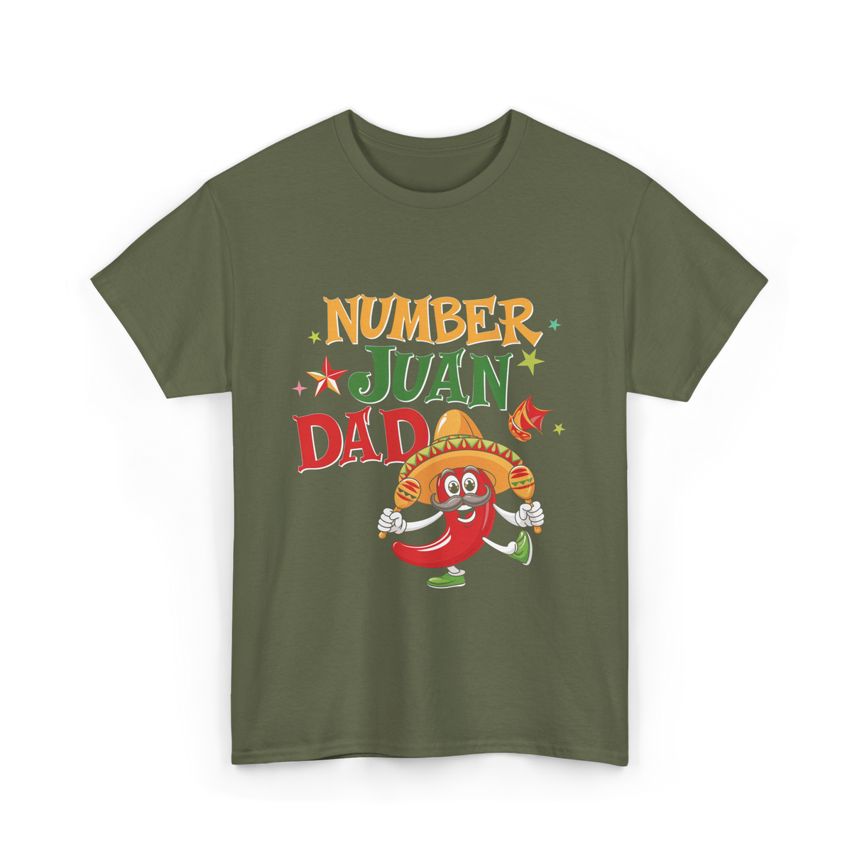 Number Juan Dad Mexican Dad T-Shirt - Military Green