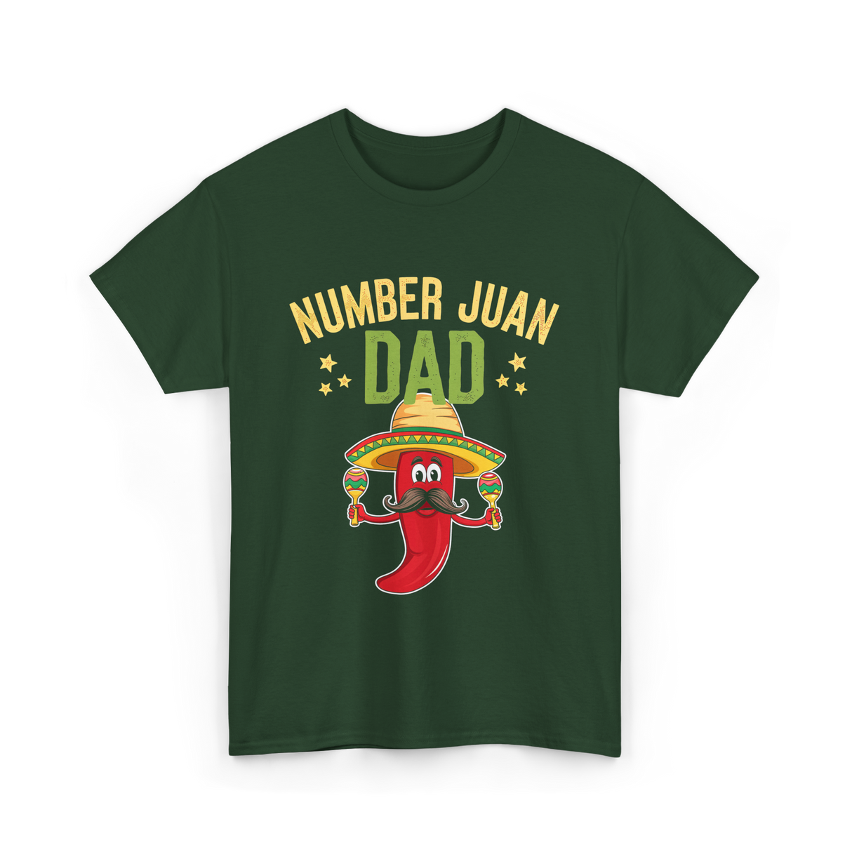 Number Juan Dad Mexican Dad T-Shirt - Forest Green