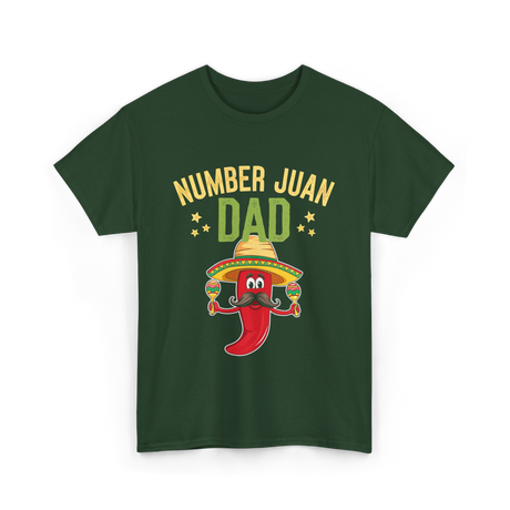 Number Juan Dad Mexican Dad T-Shirt - Forest Green