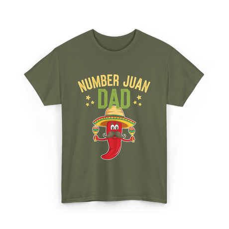 Number Juan Dad Mexican Dad T-Shirt - Military Green