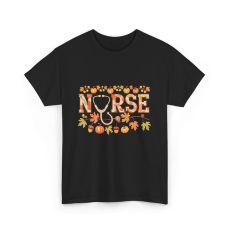 Nurse Autumn Stethoscope Nurse T-Shirt - Black