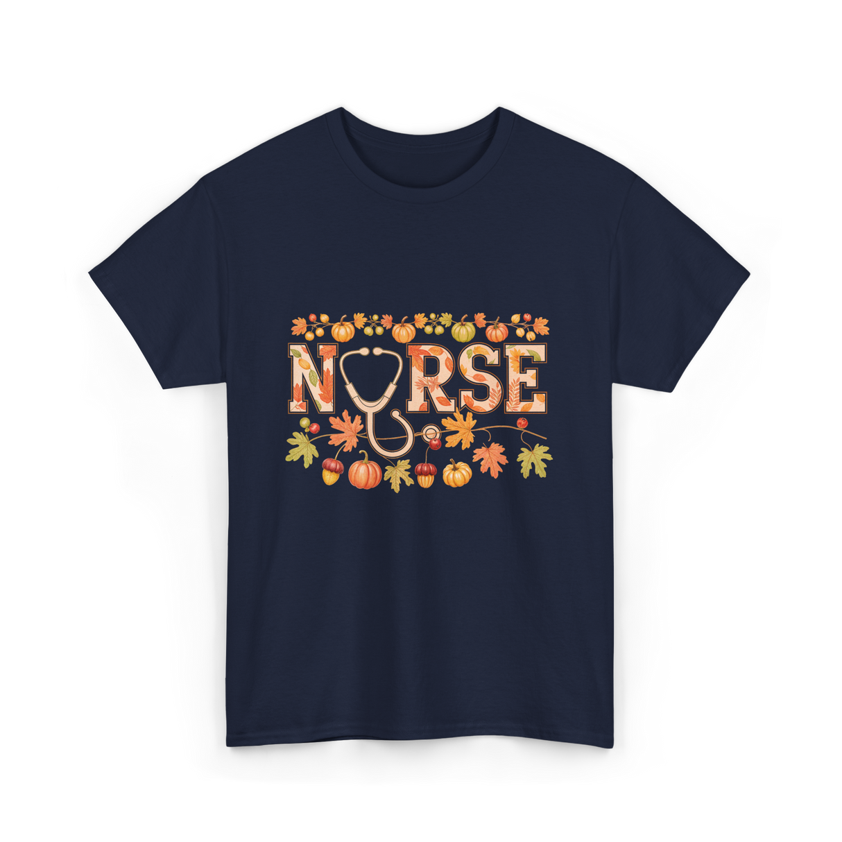 Nurse Autumn Stethoscope Nurse T-Shirt - Navy