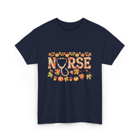 Nurse Autumn Stethoscope Nurse T-Shirt - Navy