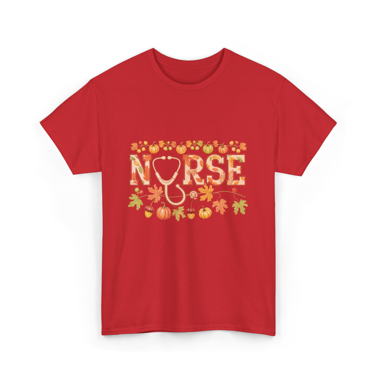 Nurse Autumn Stethoscope Nurse T-Shirt - Red