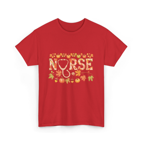 Nurse Autumn Stethoscope Nurse T-Shirt - Red